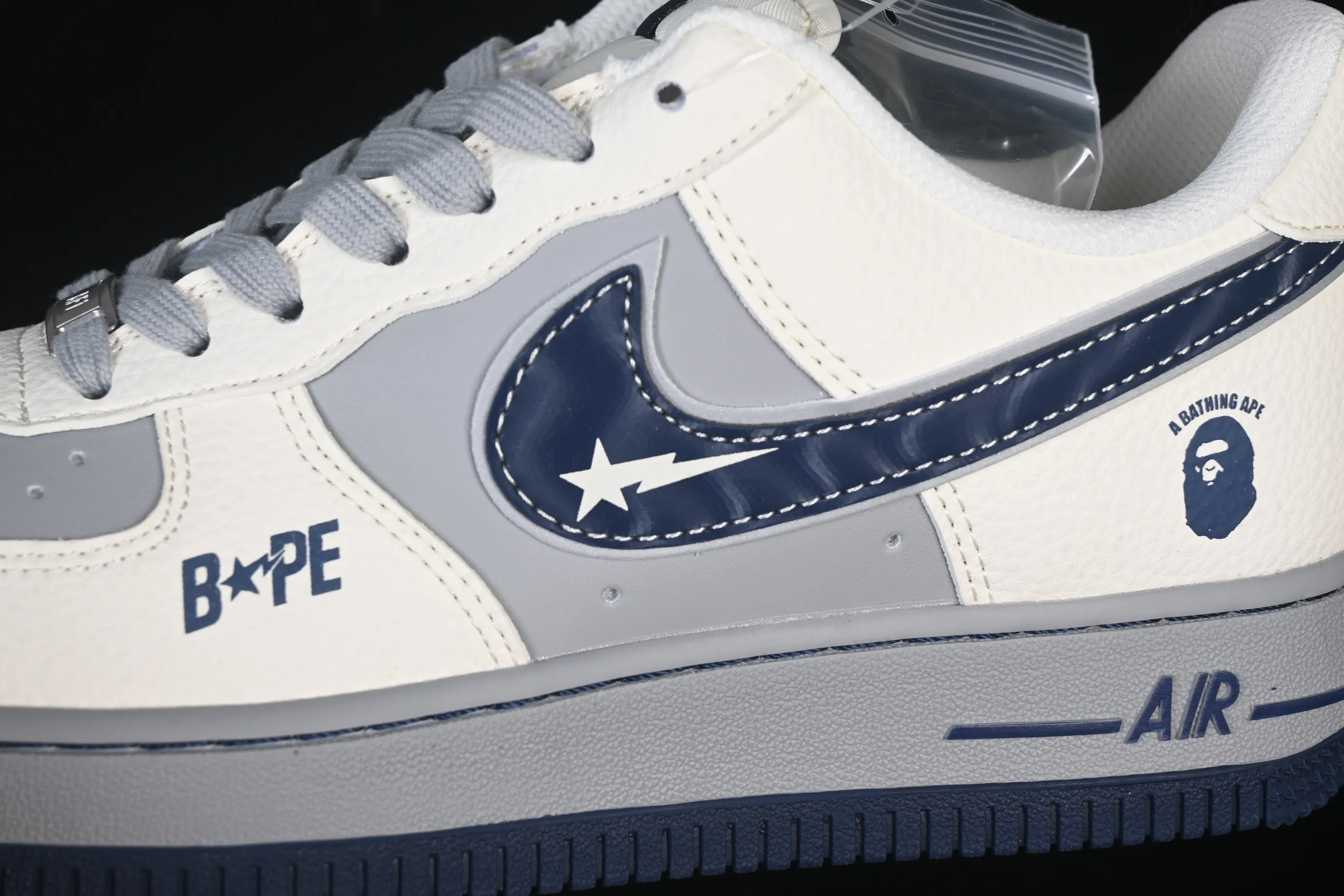 All categories Nk Air Force 1 Air Force series Nk Air Force 1 Low Air Force low top Nike Air Force 1'07 Low BaPe co-branded beige gray blue Air Force 1 low top casual sneakers SM6668-111